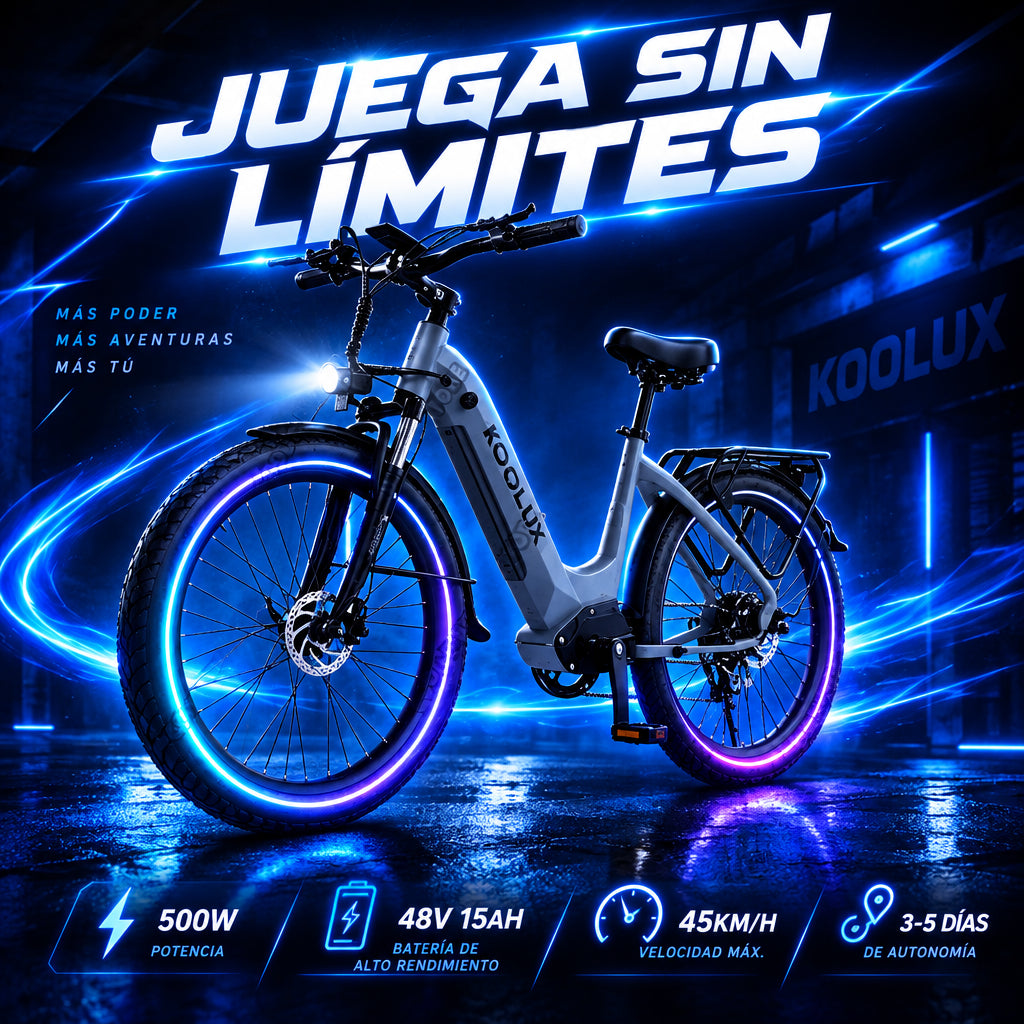 Bicicleta eléctrica KOOLUX X2 de 7 velocidades, 48v, 26 pulgadas, urbana, motor eléctrico, híbrida para adultos
