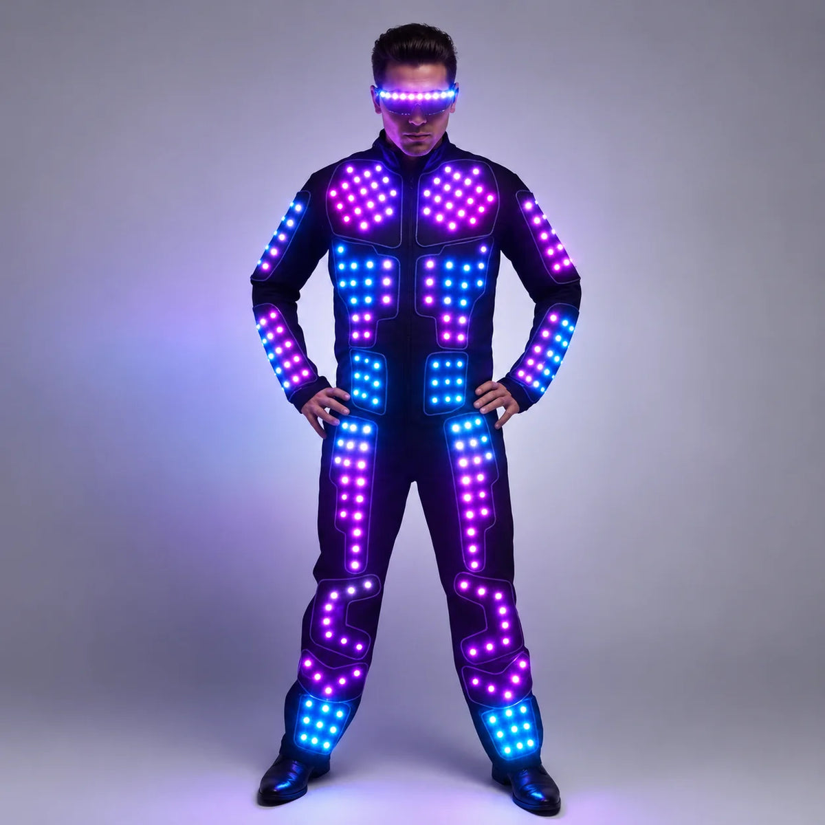 Traje de Robot LED a todo Color, traje de baile de escenario Tron RGB, traje de escenario iluminado, chaqueta, abrigo