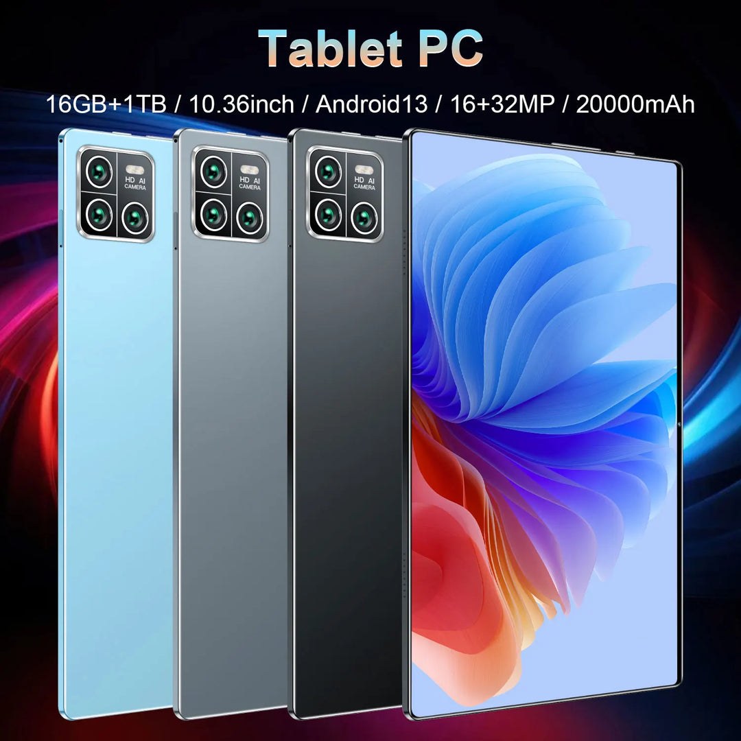 Tableta 5G con Android, pantalla de 10,36 pulgadas, batería de 20000 mAh, cámara dual de 16+32 MP, doble SIM, 16 GB de RAM, 1 TB de ROM, WiFi, Android 13, procesador de 14 núcleos, GPS, ideal para estudiar.