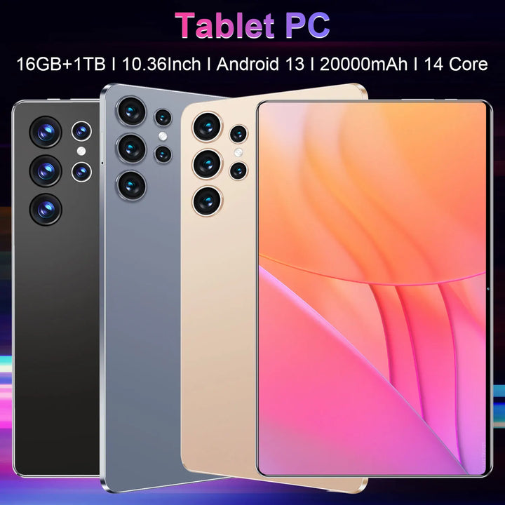 Tablet PC de 10.36 Pulgadas con 5G, Android 13, Procesador de 14 Núcleos, Cámaras Dobles, Doble SIM, 20000 mAh, 16 GB de RAM + 1 TB de ROM, Google Play, Bluetooth, Wifi