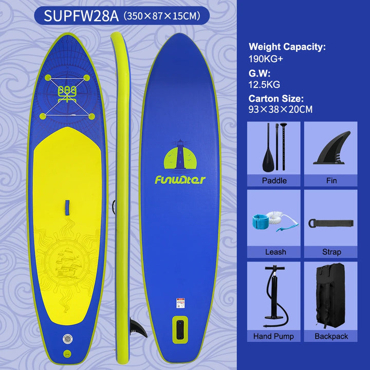 Tabla de paddle surf inflable FunWater de 320-385 cm – Tabla de SUP antideslizante para surf, remo y deportes acuáticos