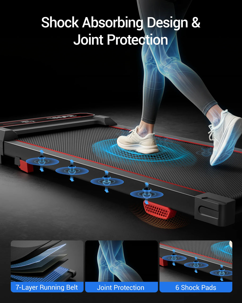 Caminadora Robore U19, plegable, para uso doméstico, máquina de ejercicio eléctrica portátil, motor sin escobillas de 3,0 CV, caminadora silenciosa para apartamentos, con sistema de absorción de impactos, control remoto,