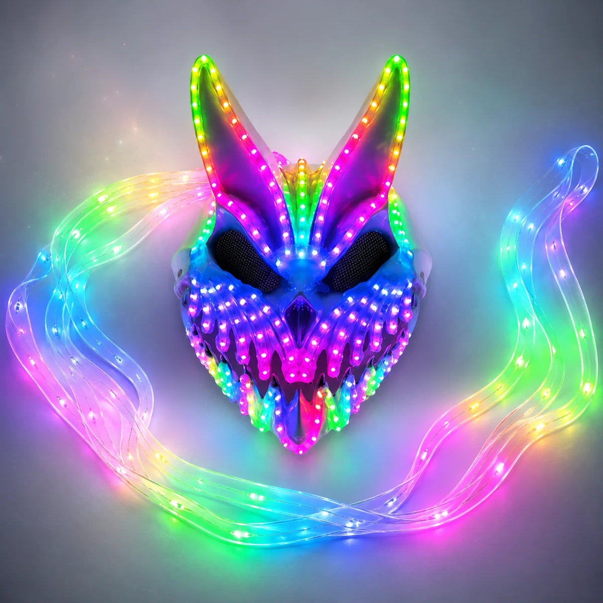 Máscara LED de oso y conejo con cambio remoto de Color, máscara de conejito de terror para Halloween, para fiesta de carnaval, Cosplay y vestir