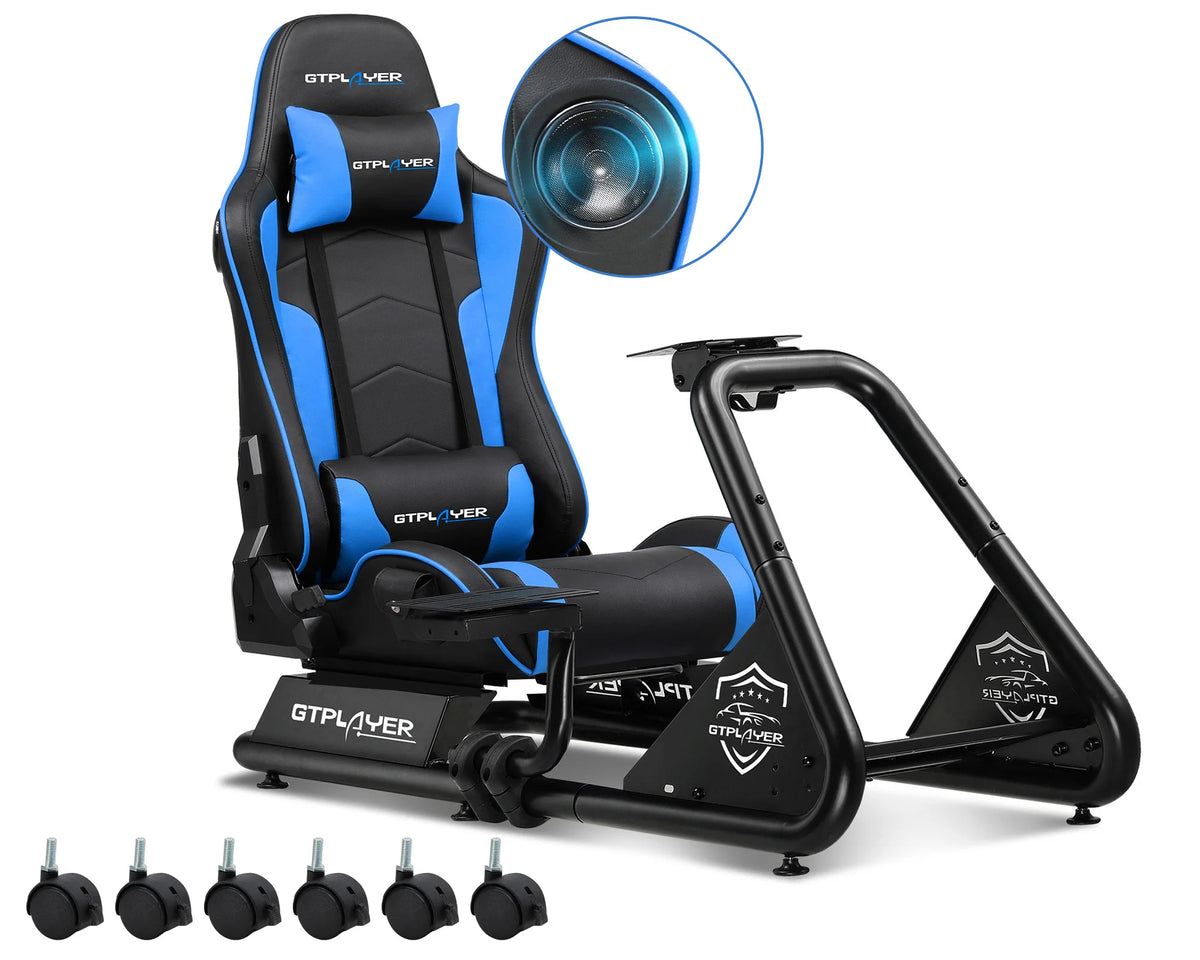 Cabina de simulación Gtplayer, cabina de simulación de carreras, soporte para volante de simulador de carreras con altavoces, soporte para volante y pedales
