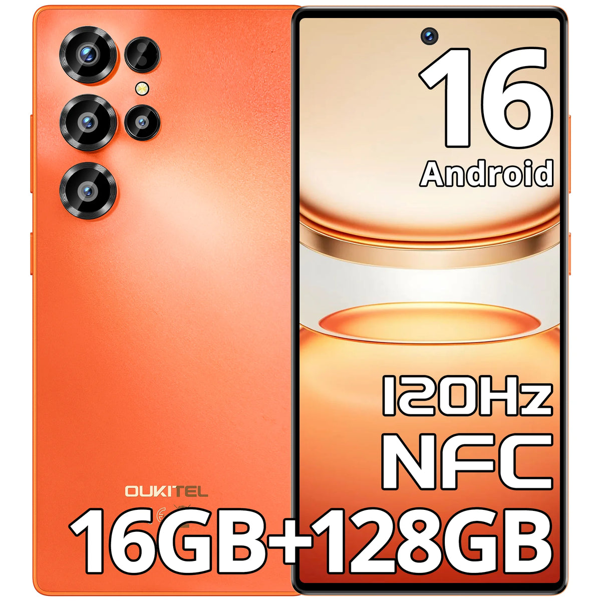 Teléfono Celular Desbloqueado OUKITEL C66 Android 16, Pantalla de 6.73 Pulgadas, Smartphone, 16GB+128GB/1TB, Batería de 5000mAh
