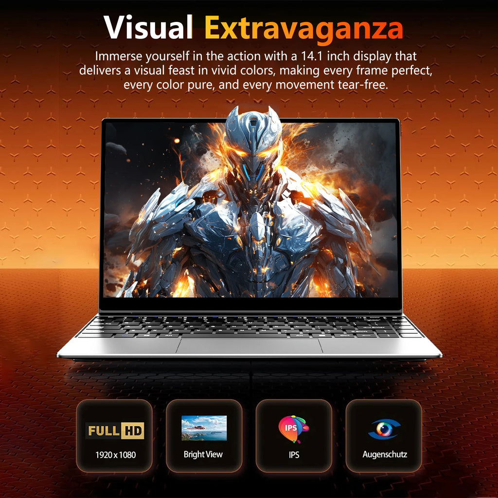 2026 Portable 14.1 Inch Laptop Computers 16GB RAM 512GB 1TB 2TB SSD Intel N3700 Notebook Windows 11 Office Study Game PC Laptop
