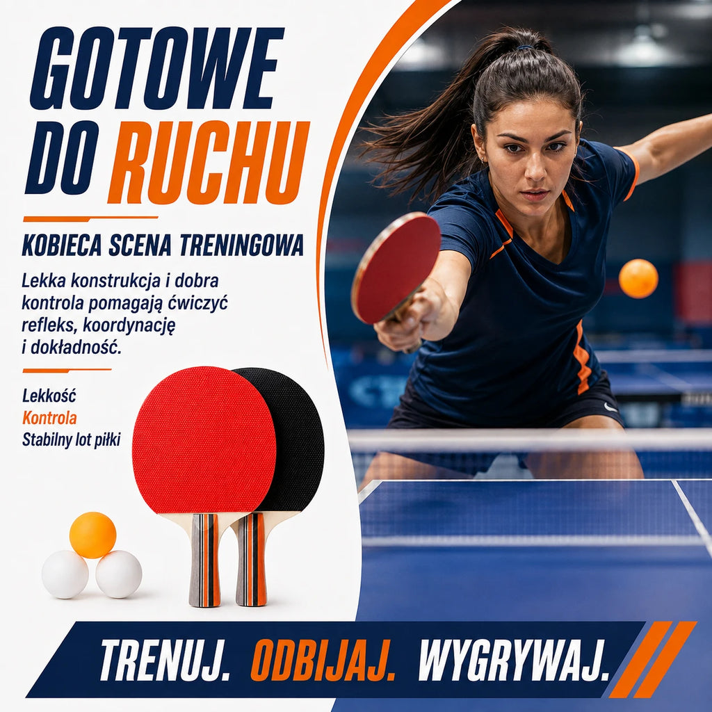 Juego de Ping Pong 2 Raquetas + 3 Pelotas, Palas de Tenis de Mesa con Mango de Madera, Kit de Entrenamiento Recreativo