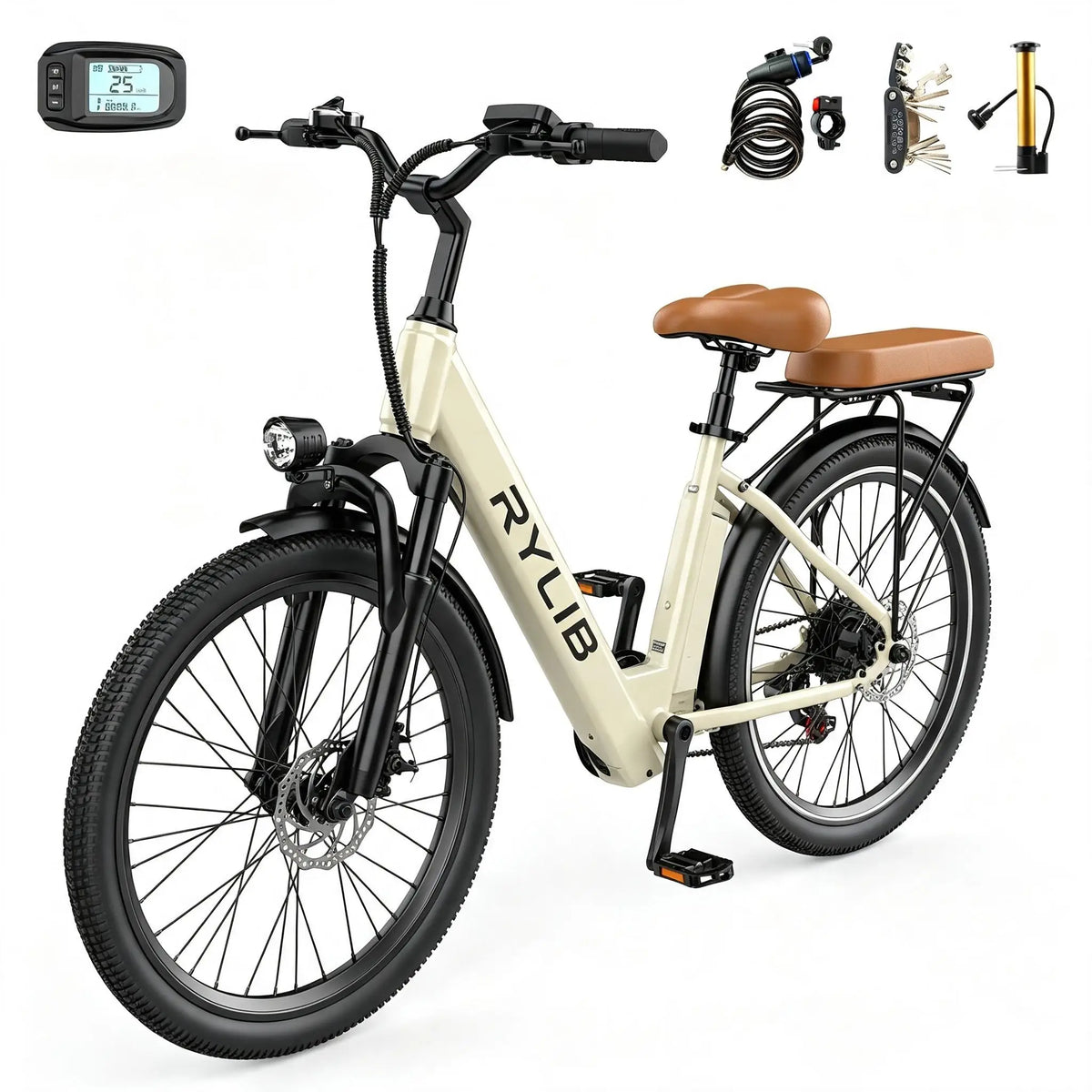 Bicicleta eléctrica urbana de 24'' para adultos Su7, batería integrada de 36V 13Ah, 250W, 7 velocidades, 25 km/h, autonomía de 35~50 km, desbloqueo NFC, pantalla LED, e-bike urbana de 250W para mujeres y hombres