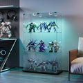 Vitrina de cristal, mueble expositor con iluminación LED, 3 niveles, 2 puertas y cerradura de seguridad, adecuada para salón y dormitorio
