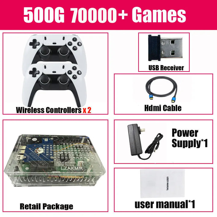 Consola de Juegos Retro U9 PRO, Disco Duro de 500 GB, Windows + Batocera, 3865U, Más de 7000 Juegos para Wii, PS2, XBOX, PSP, GameCube, N64, Control Inalámbrico