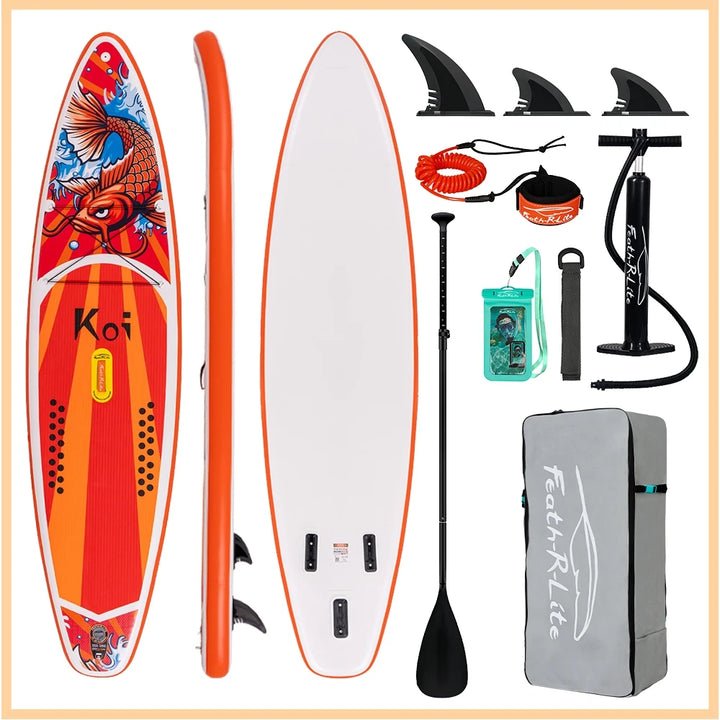 Tabla de Paddle Surf Inflable FunWater SUPFR01E 320cm-350cm, Tabla de Surf Completa con Accesorios, Remo Ajustable, Bomba, Mochila de Viaje ISUP, Correa, Bolsa Impermeable, Tabla de Paddle para Adultos