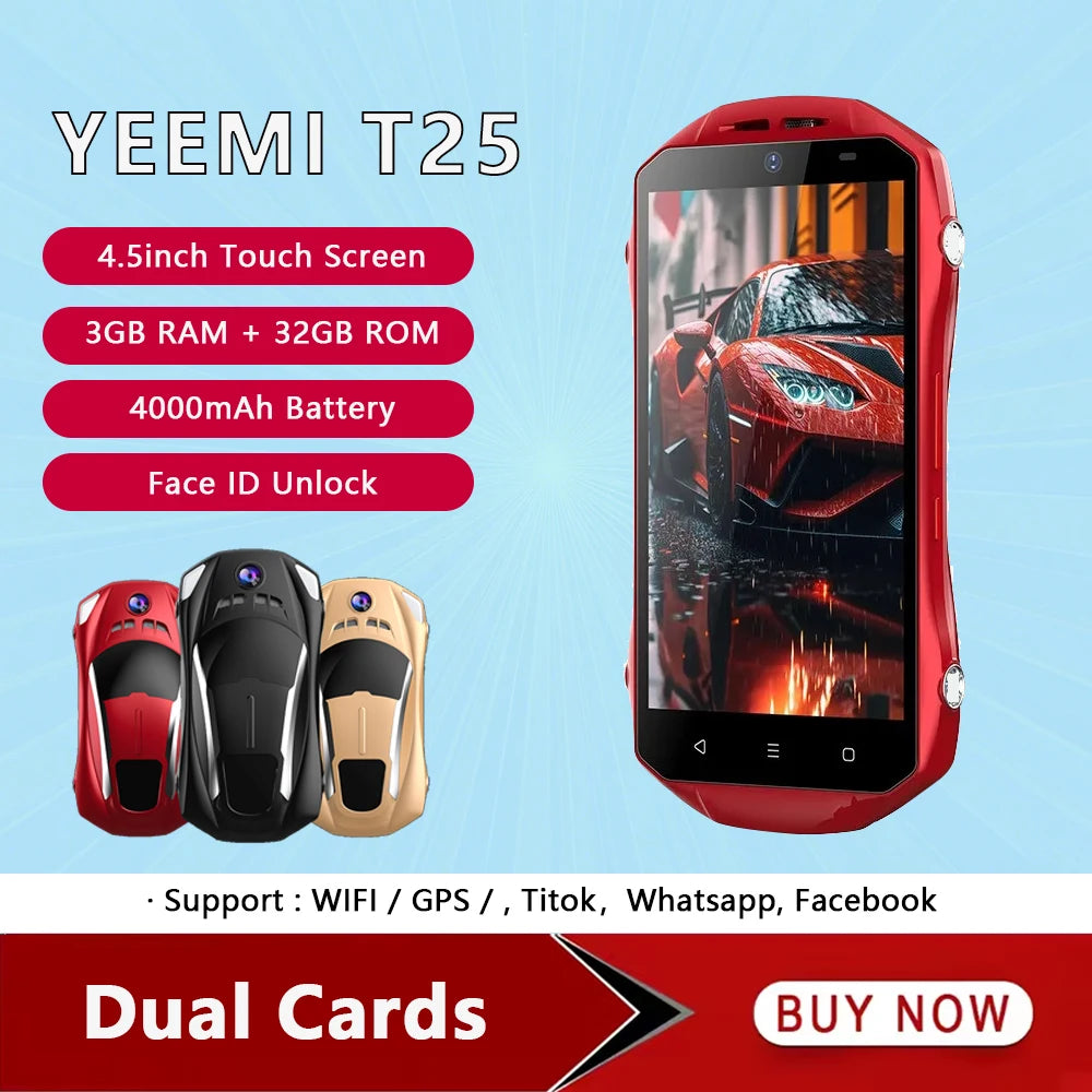 Smartphone deportivo YEEMI T25 Android 8.1 Dual SIM en espera 3GB+32GB Teléfonos móviles 4000mAh 4.5 pulgadas 4G Mini celular Whatsapp