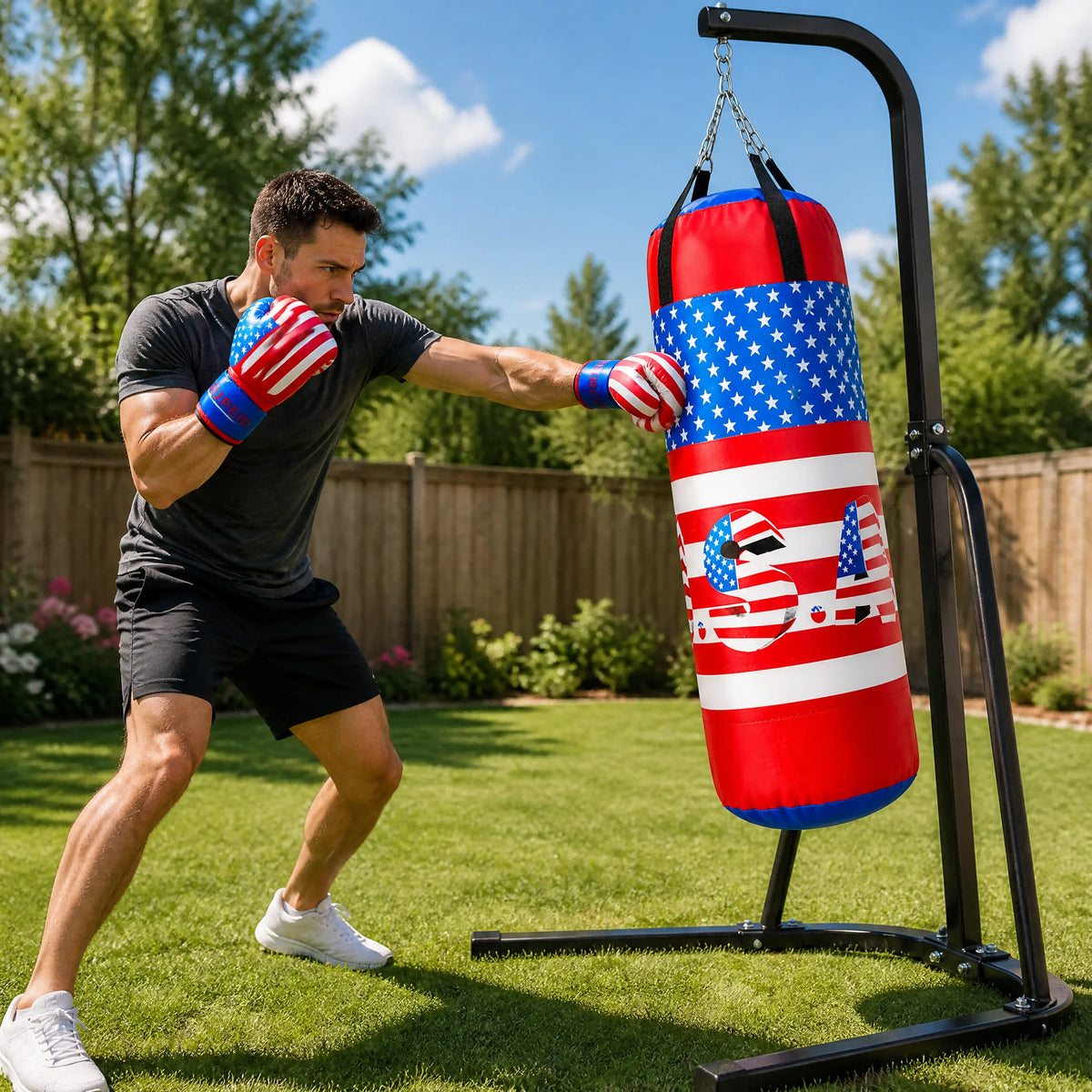 Set de boxeo infantil con saco de boxeo y guantes, saco colgante resistente con cadena de acero, MMA Muay Thai Kickboxing Karate Taekwondo