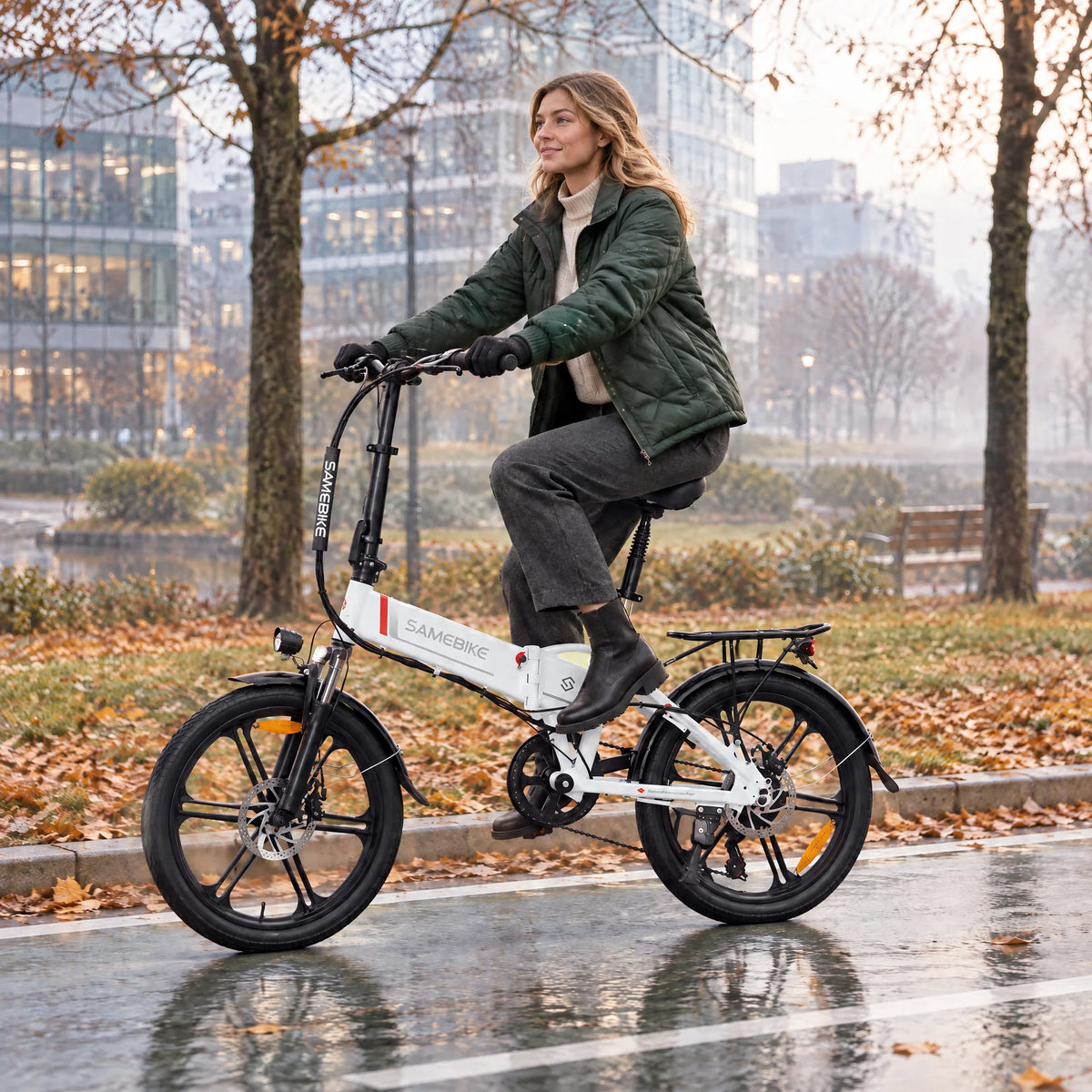 SAMEBIKE 20LVXD30-II Folding Electric Bike, 20 Inch Tire, 250W Brushless Motor, 48V 10Ah Battery, 25km/h Speed Limit, with Phone Holder, Portable E Bicycle for Adult Daily Commuting & Outdoor Trip