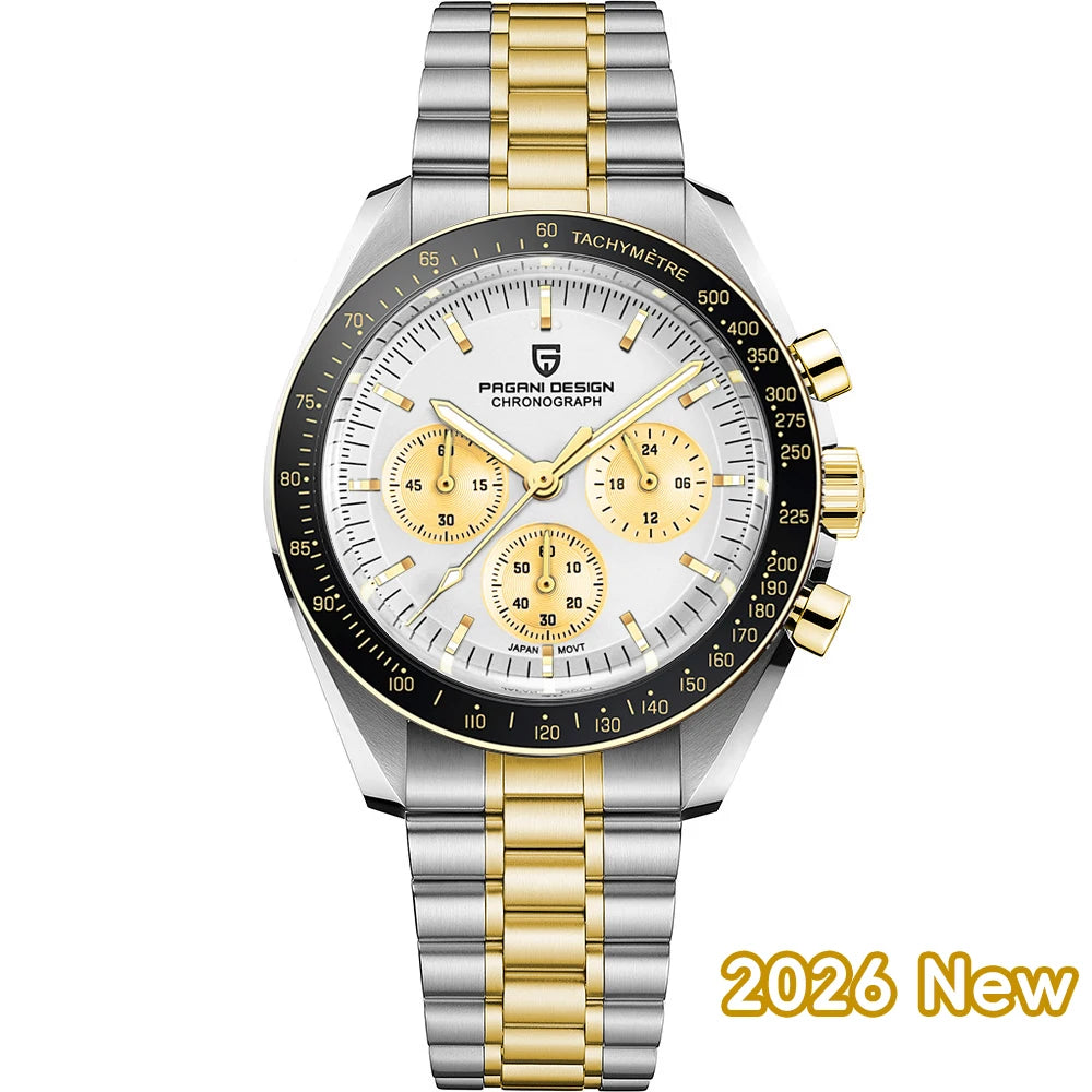 2026 New PAGANI DESIGN Planetary Series Saturn Light Tan Luxury Quartz Watch Men Speed Sport Chronograph AR Sapphire crystal Wristwatch Men  Locally Shipped in the EU