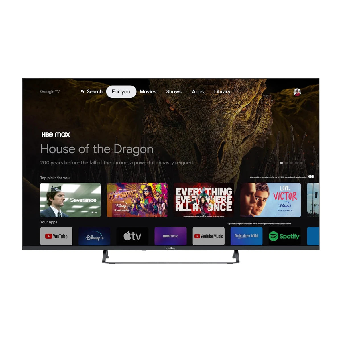 Smart Tech 55Ug10V3 55" Ultra HD 4K Smart HDR Google TV, Dolby Audio, Wi-Fi, Bluetooth, Chromecast, Negro