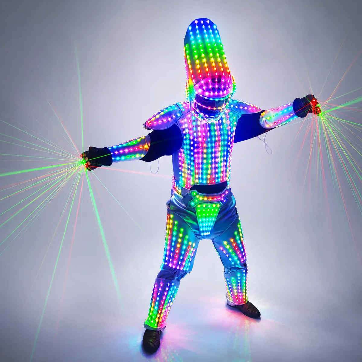 Disfraz de robot LED luminoso para hombre, traje de bailarín Gogo, atuendo de escenario con luces para fiesta