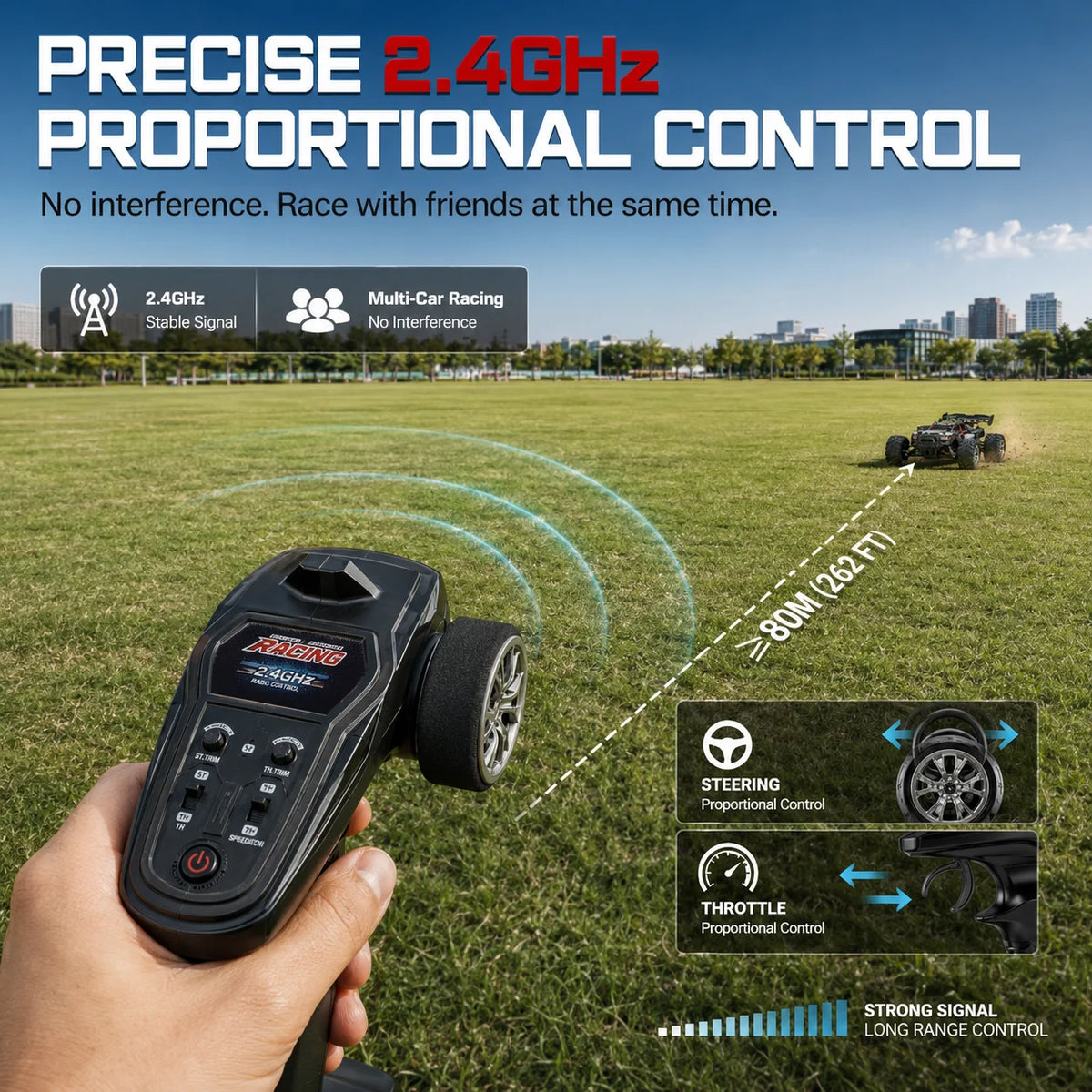 SZWDSE 1:16 4WD RC Car, 35 km/h High Speed, 2.4GHz 80m Anti-Interference Remote Control, Dual 7.4V 1500mAh Batteries for 32 minutes of run time, Splash-Resistant, Independent Suspension with Metal Shock Absorbers, Off-Road Ti