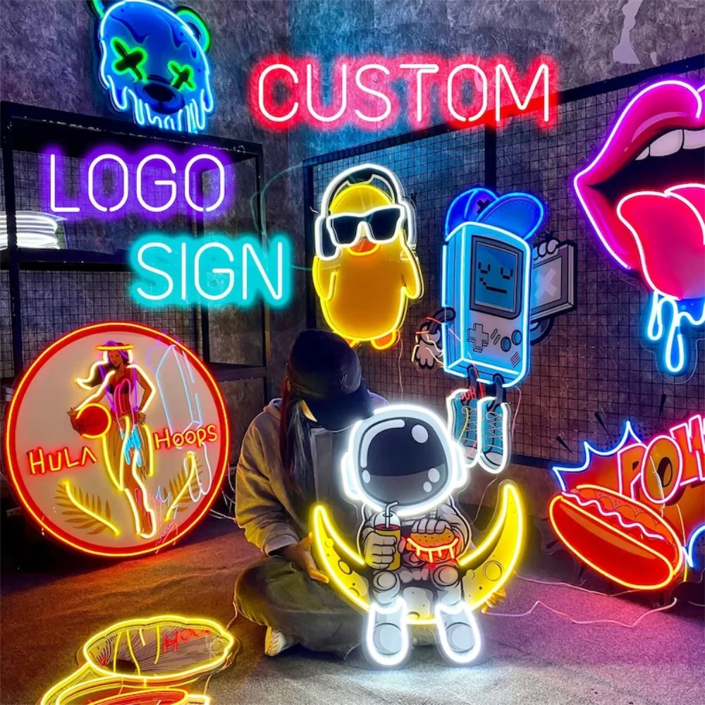 Letrero de luz de neón con impresión UV personalizada, logotipo de personaje de anime, dibujos animados o juego para decoración de pared estética en bodas, fiestas y hogar, para interiores y exteriores
