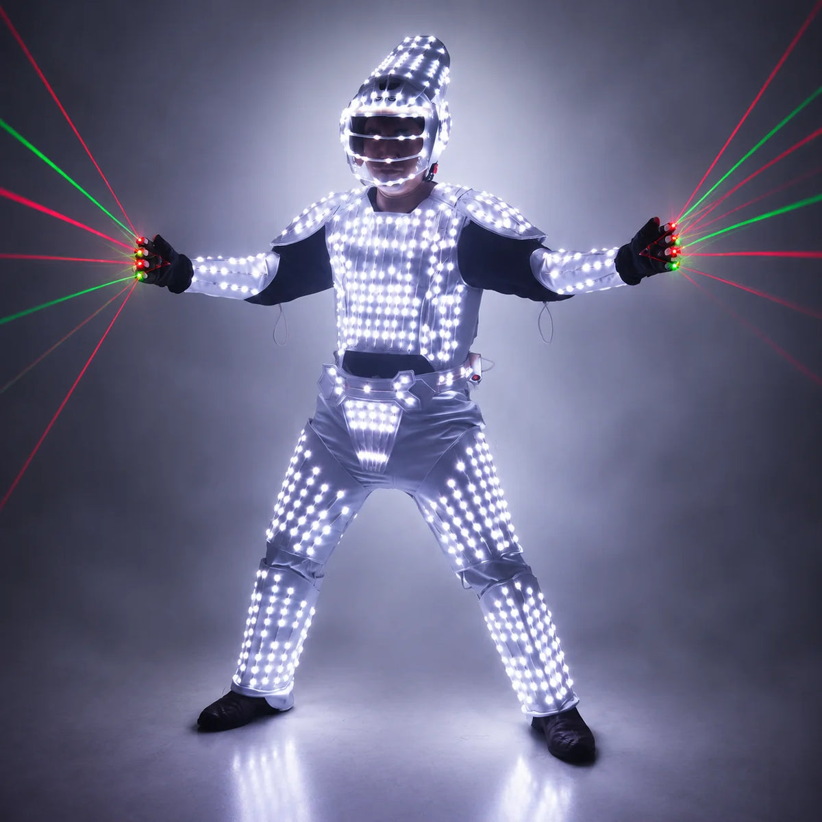 Disfraz de robot LED luminoso para hombre, traje de bailarín Gogo, atuendo de escenario con luces para fiesta