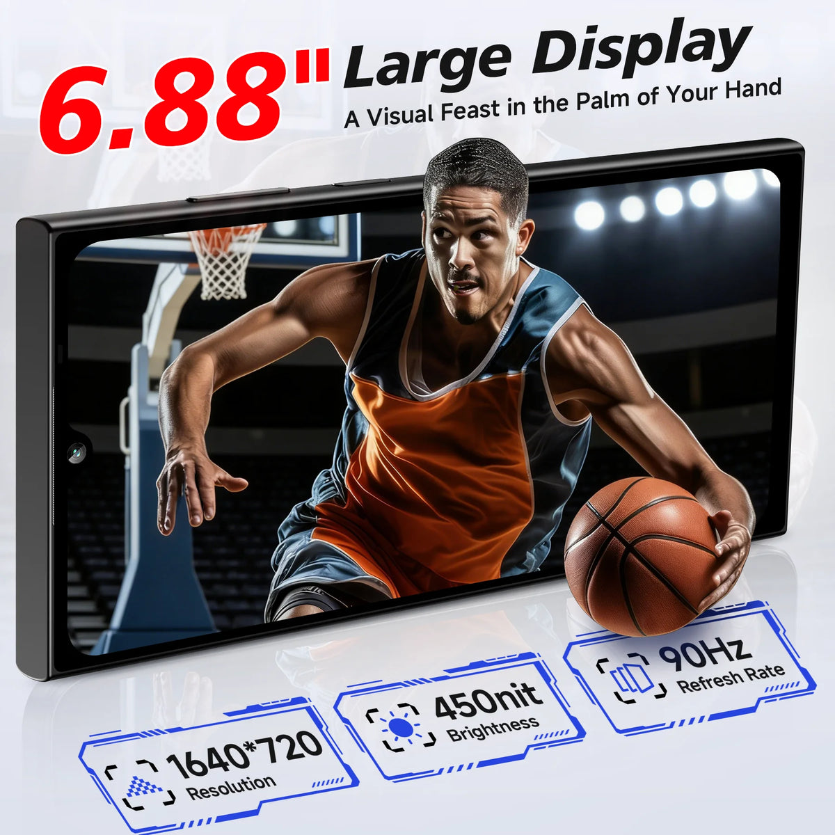 Teléfono móvil OUKITEL C61 GT, desbloqueado, con pantalla de 6,88 pulgadas, batería de 5150 mAh, 16 GB + 128 GB/TF 1 TB, cámara de 13 MP, 4G.