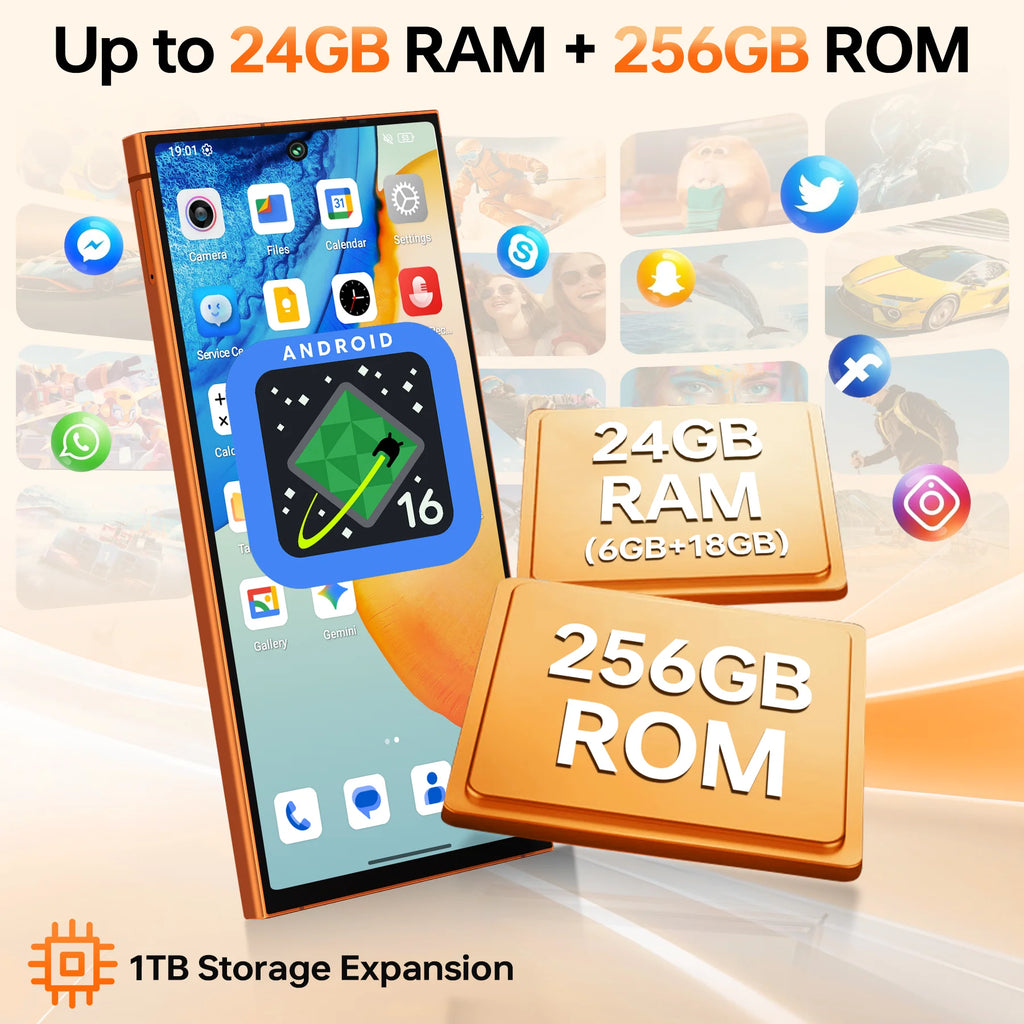 Smartphone OUKITEL C67, Pantalla de 6.73" y 120Hz, Hasta 24GB de RAM (6+18) + 256GB de ROM, Batería de 5000mAh, Cámara Principal de 64MP, Android 16, Ultra Delgado de 8.7mm