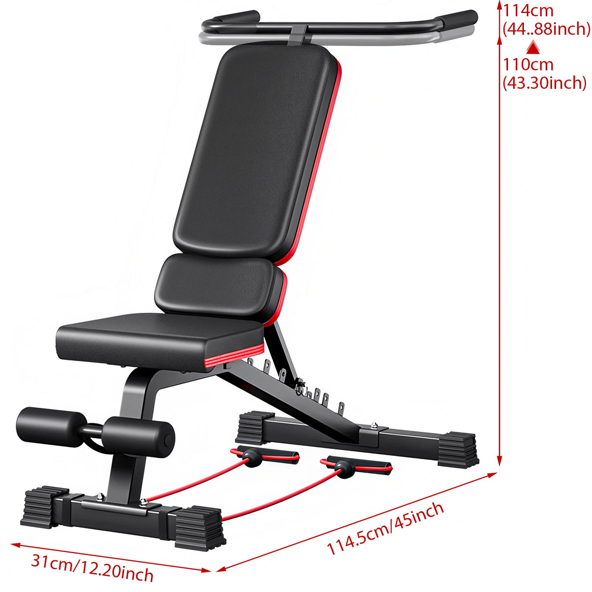 Banco de pesas ajustable multifuncional para entrenamiento en casa con acero de alta resistencia, equipo de ejercicio con respaldo ajustable en 7 posiciones.
