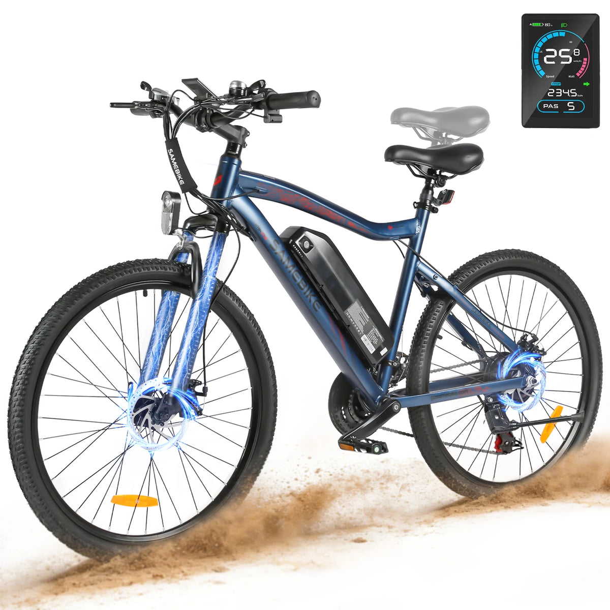 Bicicleta eléctrica para adultos SAMEBIKE SY26-II, 26 pulgadas, 36V 13Ah 250W, autonomía de 90KM, freno de disco, suspensión delantera