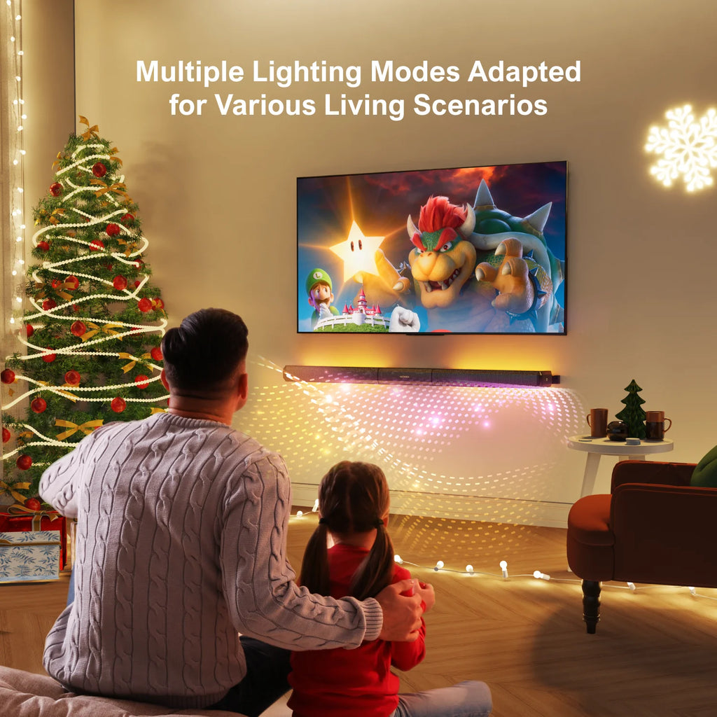 Barra de Sonido ULTIMEA Apollo S70 de 180W y 5.0 Canales para Smart TV, Barra de Sonido para PC con Luz RGB, Barra de Sonido Desmontable para TV con Control por Aplicación, HDMI-ARC/OPT/AUX