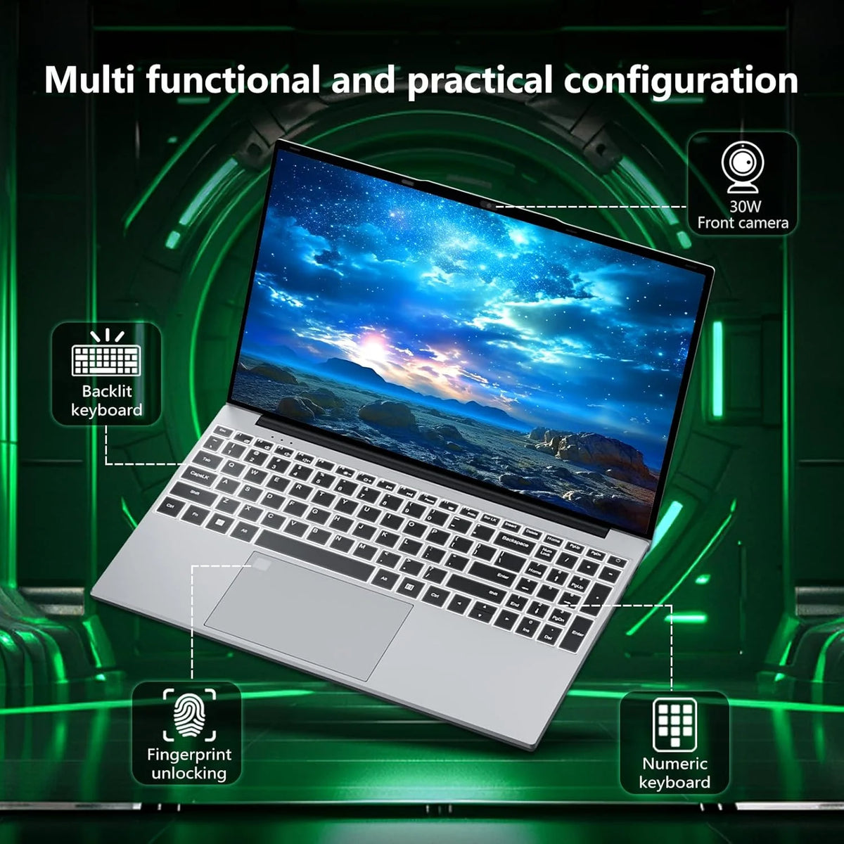Portátil para Juegos 2026 con Desbloqueo por Huella Dactilar, Pantalla de 15.6', Intel Core I9-9900, Windows 11 Pro, 16GB DDR4, 1TB SSD