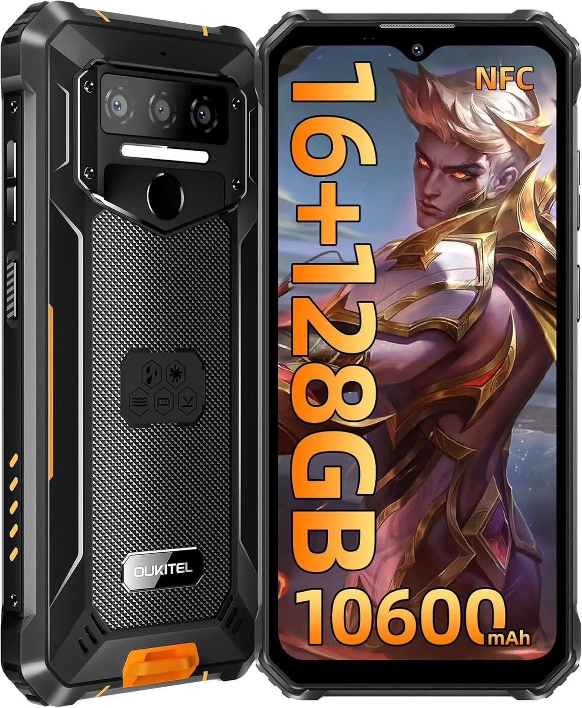Teléfono resistente OUKITEL WP23 Plus desbloqueado, batería de 10600 mAh, 16 GB RAM + 128 GB/256 GB ROM, teléfono celular, pantalla de 6.52'', smartphone resistente, 13 MP
