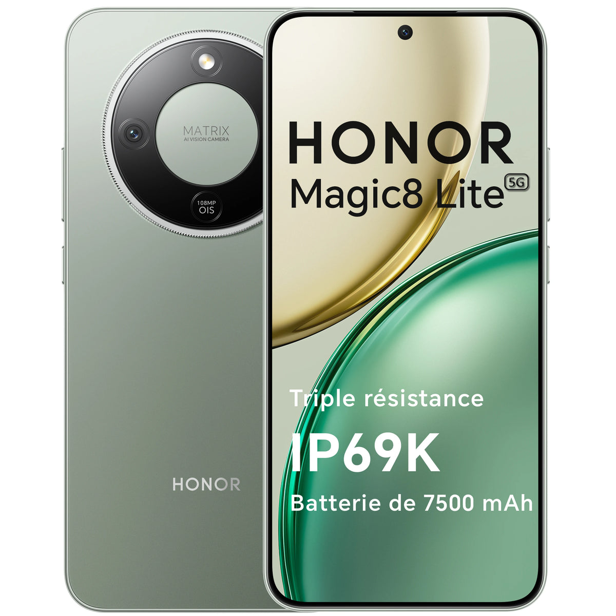 El nuevo smartphone HONOR Magic8 Lite versión UE 5G, Android, pantalla AMOLED, procesador Snapdragon 6 Gen 1, batería de 7500 mAh y cámara con IA de 108 MP.