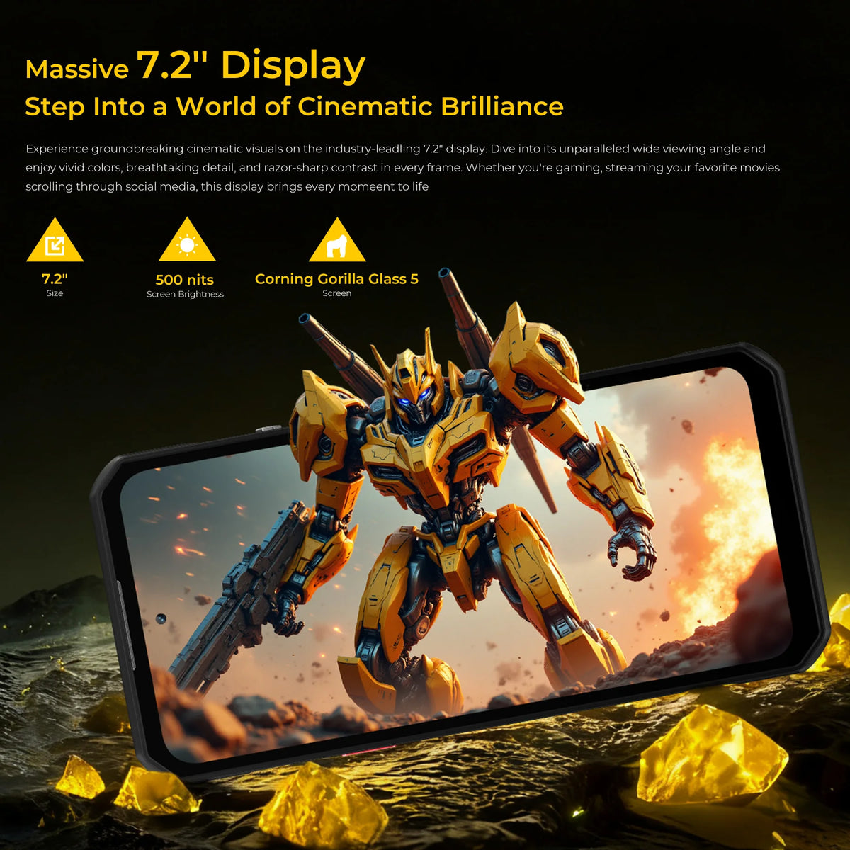 OUKITEL WP60, teléfono inteligente resistente 4G desbloqueado, pantalla grande de 7,2" y 120 Hz, batería de gran capacidad de 10000 mAh con carga rápida de 33 W, 24 GB (8+16) de RAM + 512 GB de ROM, admite expansión de me