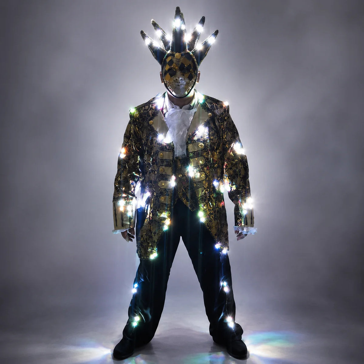 Traje LED de Colores Completos para Disfraz de Tron con Máscara - Traje Luminoso para Fiestas y Eventos