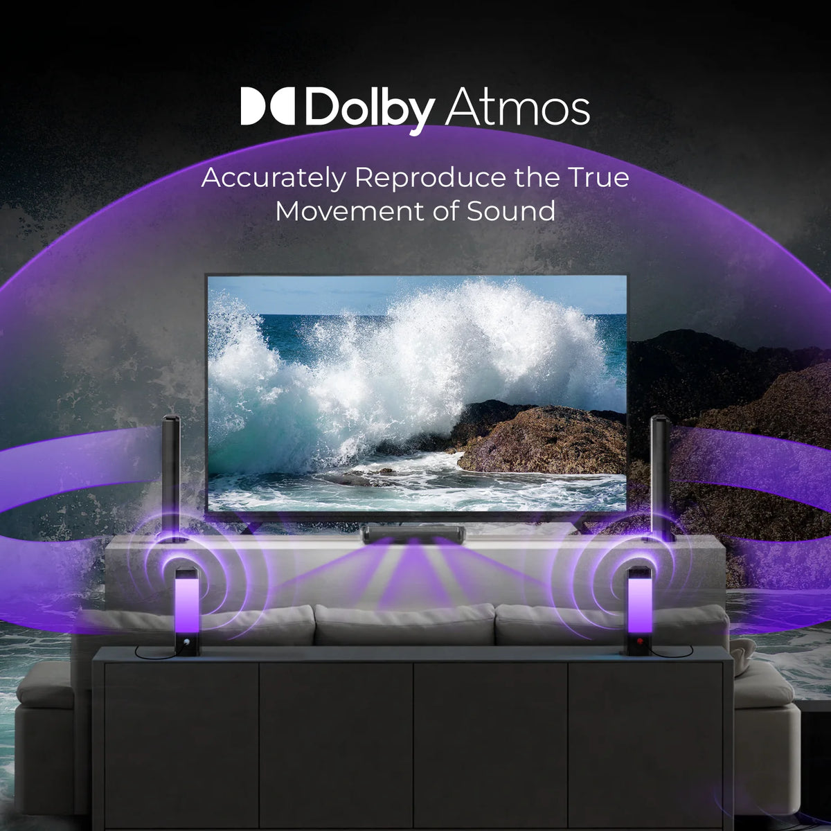 Barra de sonido ULTIMEA 9.1CH con sonido envolvente Dolby Atmos y subwoofer inalámbrico de 6,5 pulgadas, potencia máxima de 470 W, tecnología SurroundX. ™ , BassMX ™ Diseño 3 en 1 desmontable, iluminación RGB, HDMI,