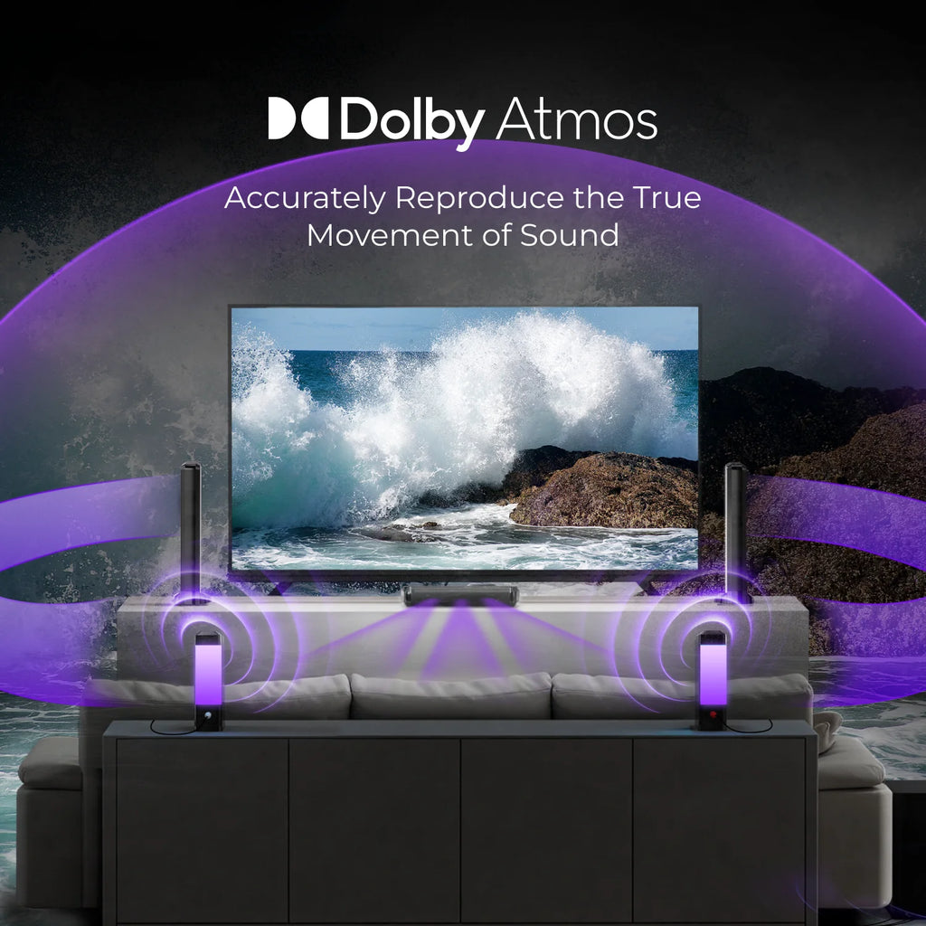 Barra de sonido ULTIMEA 9.1CH con sonido envolvente Dolby Atmos y subwoofer inalámbrico de 6,5 pulgadas, potencia máxima de 470 W, tecnología SurroundX. ™ , BassMX ™ Diseño 3 en 1 desmontable, iluminación RGB, HDMI,