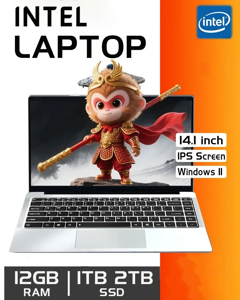 Portátil de 14.1 Pulgadas con Windows 11, Intel Atom X7 A3950 180 °   Portátil Plegable Delgado para Juegos, 12 GB de RAM, 512 GB/1 TB SSD, 1920*1080, Ordenador para Oficina y Estudio