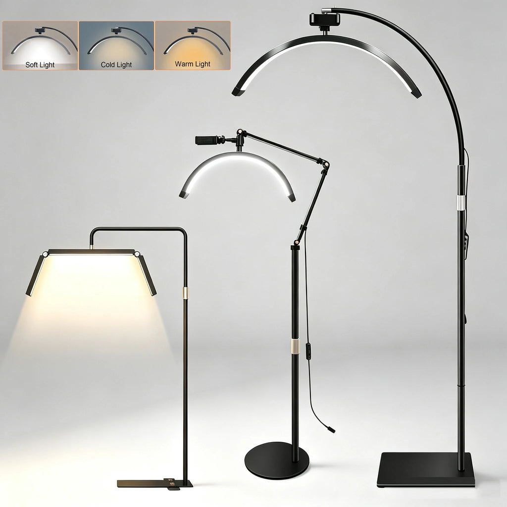 Luz de Relleno LED de Media Luna 3000K-6000K, Lámpara de Luna para Fotografía, Luz de Relleno para Extensiones de Pestañas, Lámparas de Pie de Belleza