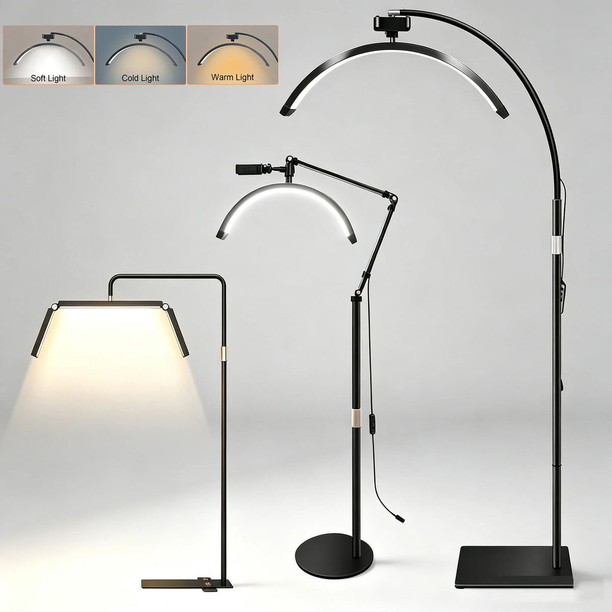 Luz de Relleno LED de Media Luna 3000K-6000K, Lámpara de Luna para Fotografía, Luz de Relleno para Extensiones de Pestañas, Lámparas de Pie de Belleza