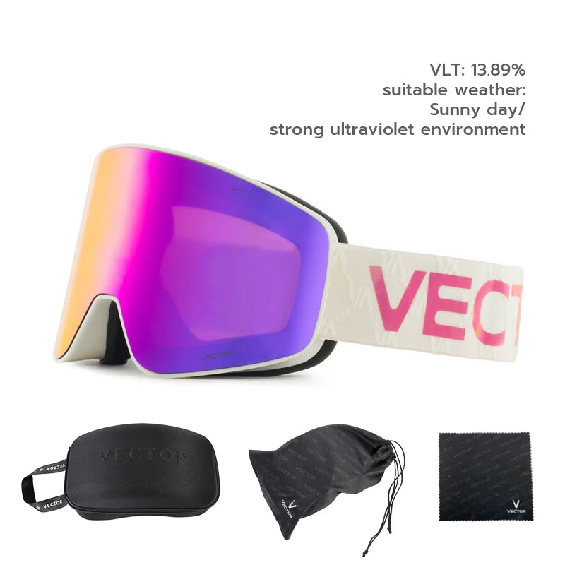 Gafas de Esquí VECTOR de Doble Capa Antivaho con Absorción Magnética, Cilíndricas, UV400, para Hombre y Mujer, Gafas de Snowboard POC