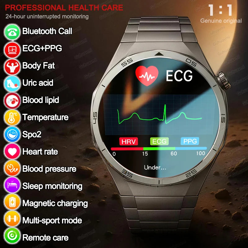 Reloj inteligente 2026 de nueva generación para enfermería, ECG+PPG, análisis de salud, presión arterial, lípidos, ácido úrico, llamada inalámbrica HD, reloj inteligente para hombres y mujeres