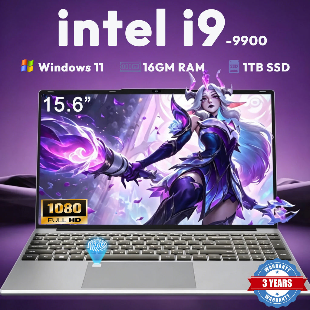 Nuevas computadoras portátiles 2026 de 15.6 pulgadas, Intel Core I9-9900, Windows 11, 16 GB de RAM, 1 TB SSD, laptops para oficina, estudio y juegos, desbloqueo por huella dactilar