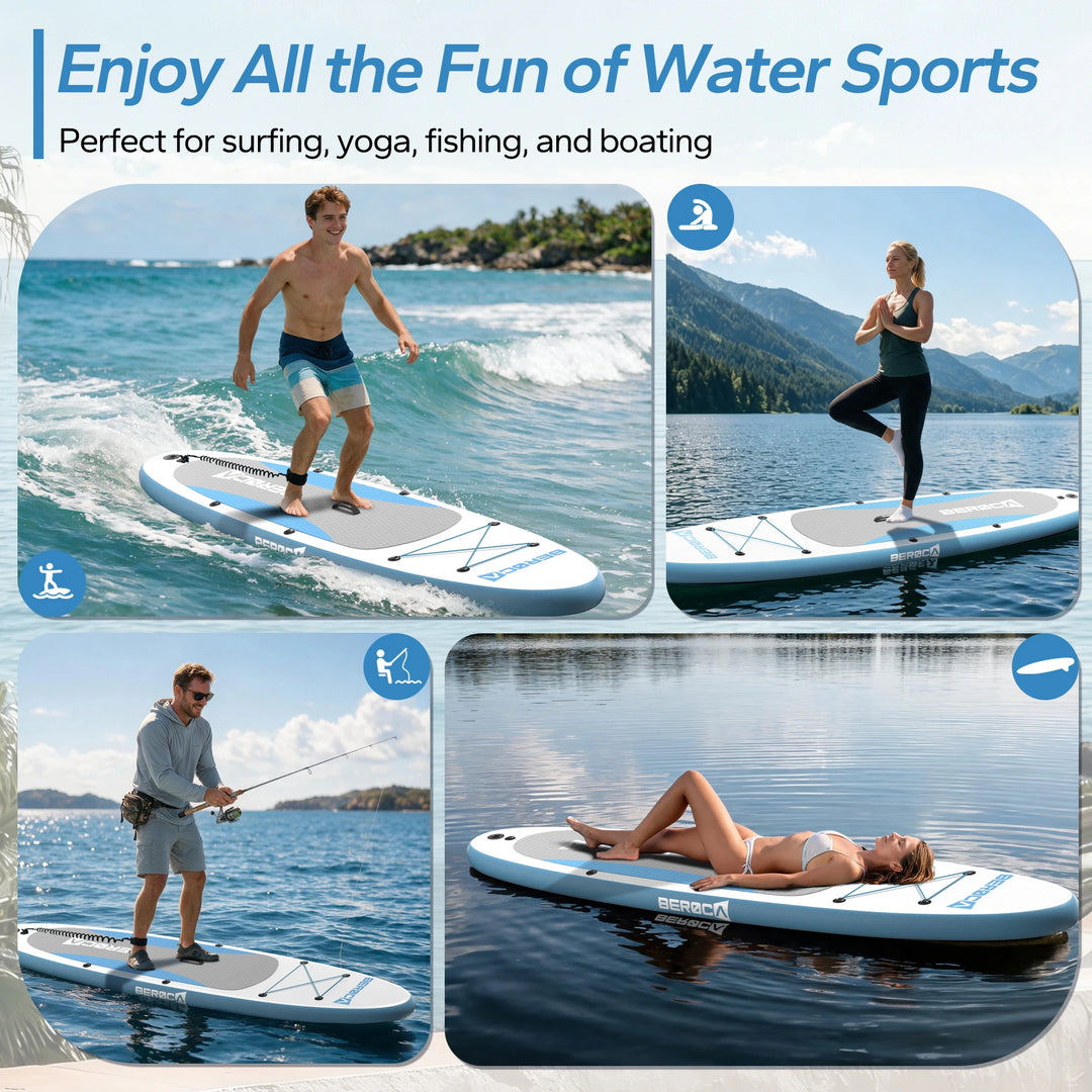 Tabla de paddle surf inflable, 320 x 80 cm, capacidad de carga de 160 kg, plegable, para practicar paddle surf de pie, con superficie antideslizante e impermeable, ideal para adultos y para dos personas, para practicar deport