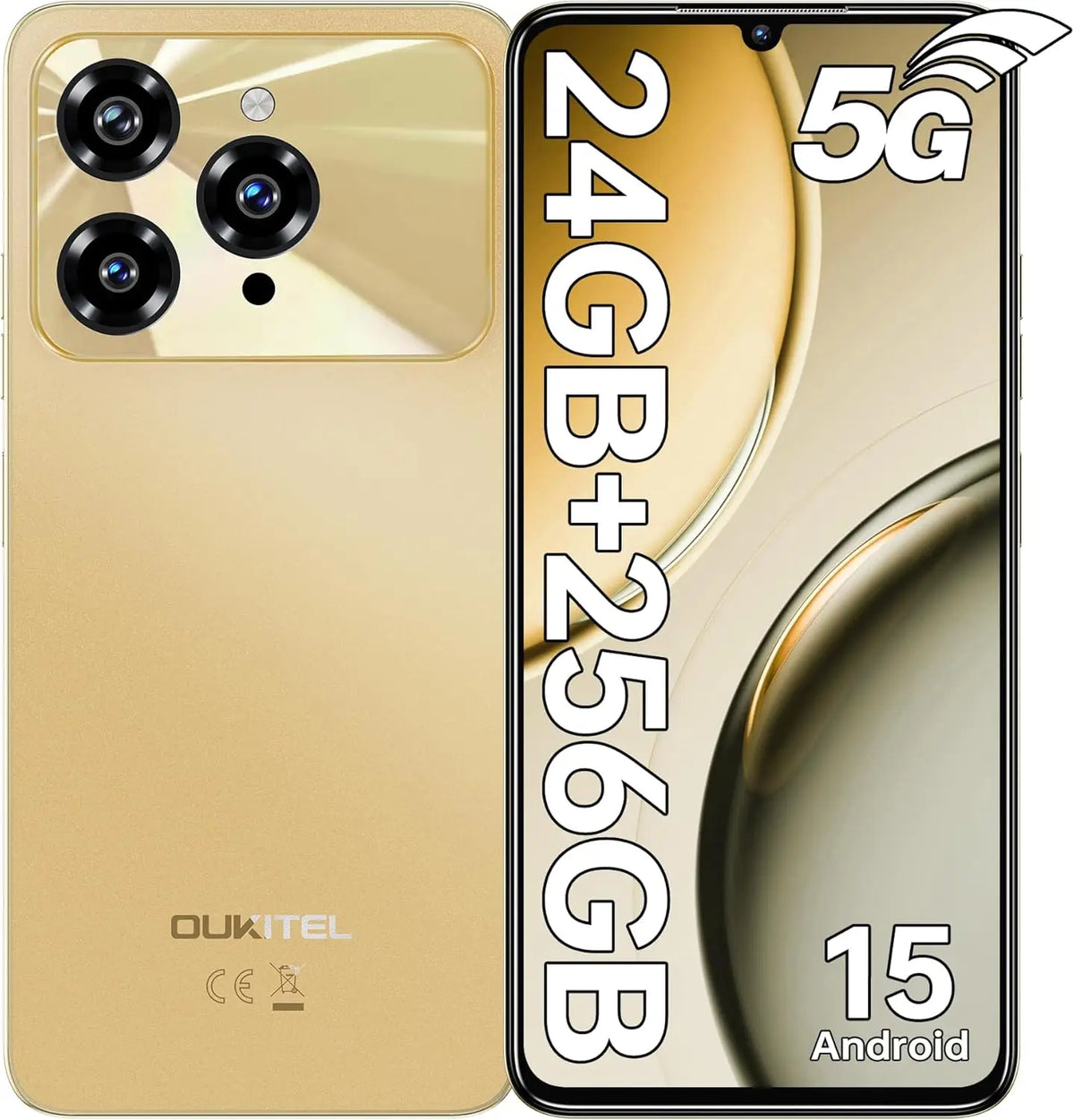Teléfono Inteligente OUKITEL C6 con Android 15, Pantalla de 6.8 Pulgadas, 24GB+256GB/1TB, Batería de 5150mAh, Cámara de 18 Megapíxeles