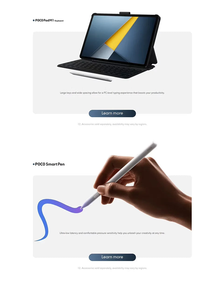 Tableta POCO Pad M1 12.1" Pantalla 2.5K 120Hz Procesador Snapdragon 7S Gen 4 Batería de 12000mAh Sistema Xiaomi HyperOS 2