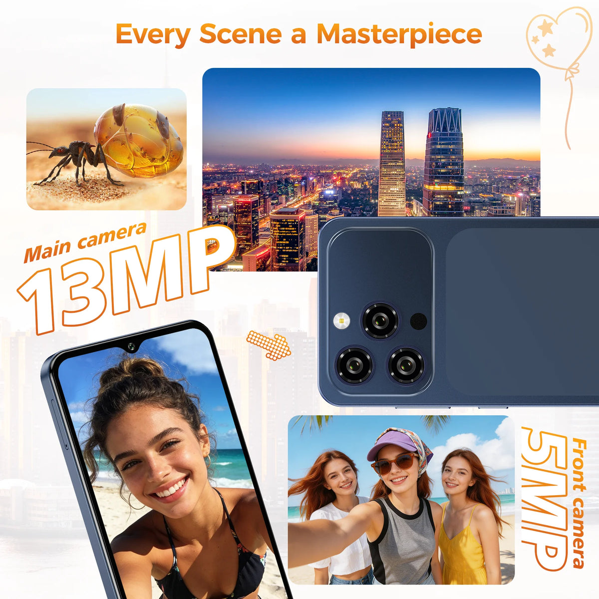 OUKITEL C17, teléfono móvil desbloqueado, Android 16, pantalla de 6,52 pulgadas, 12 GB de RAM (3+9) y 32 GB/64 GB de ROM, batería de 5000 mAh, cámara de 13 MP.
