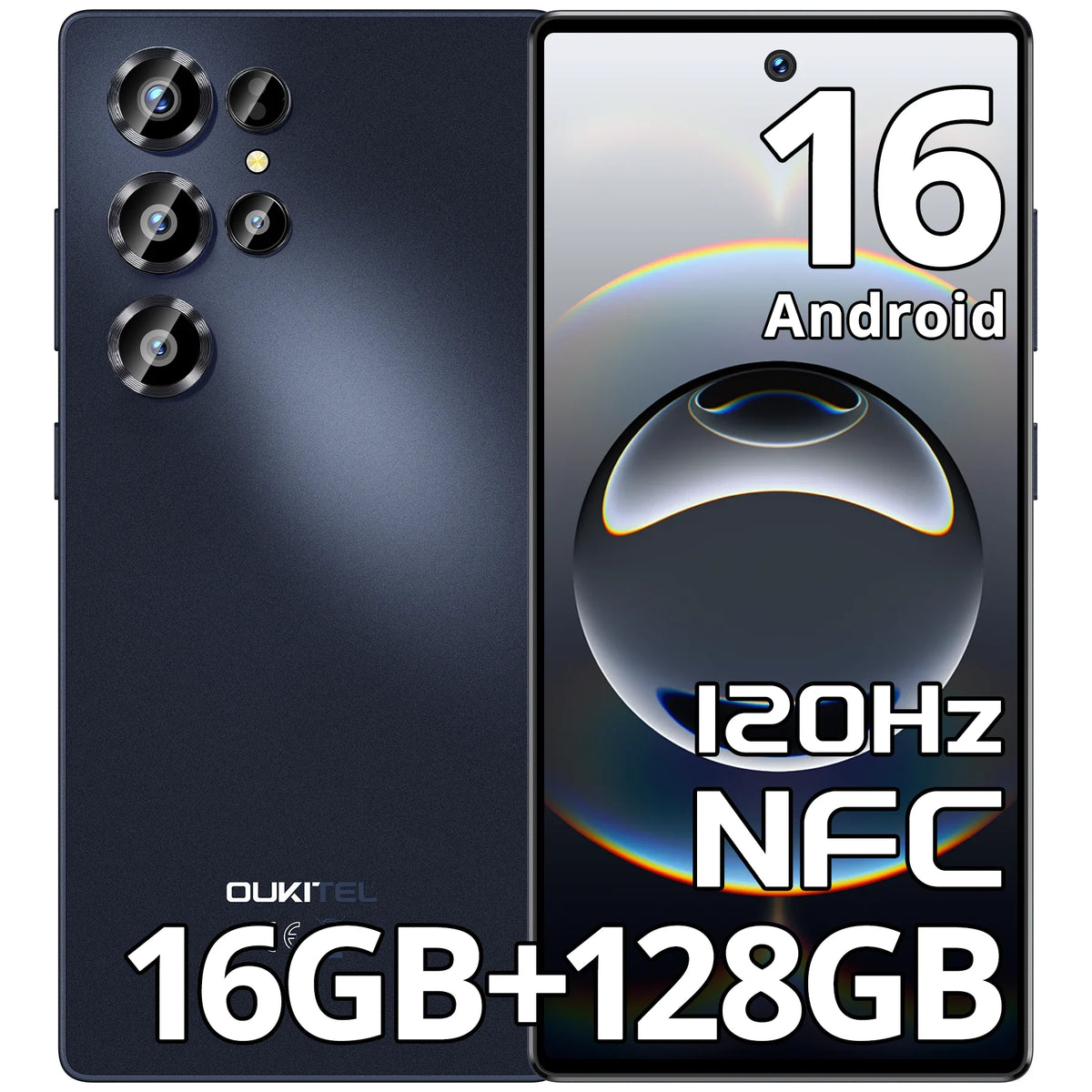Teléfono Celular Desbloqueado OUKITEL C66 Android 16, Pantalla de 6.73 Pulgadas, Smartphone, 16GB+128GB/1TB, Batería de 5000mAh
