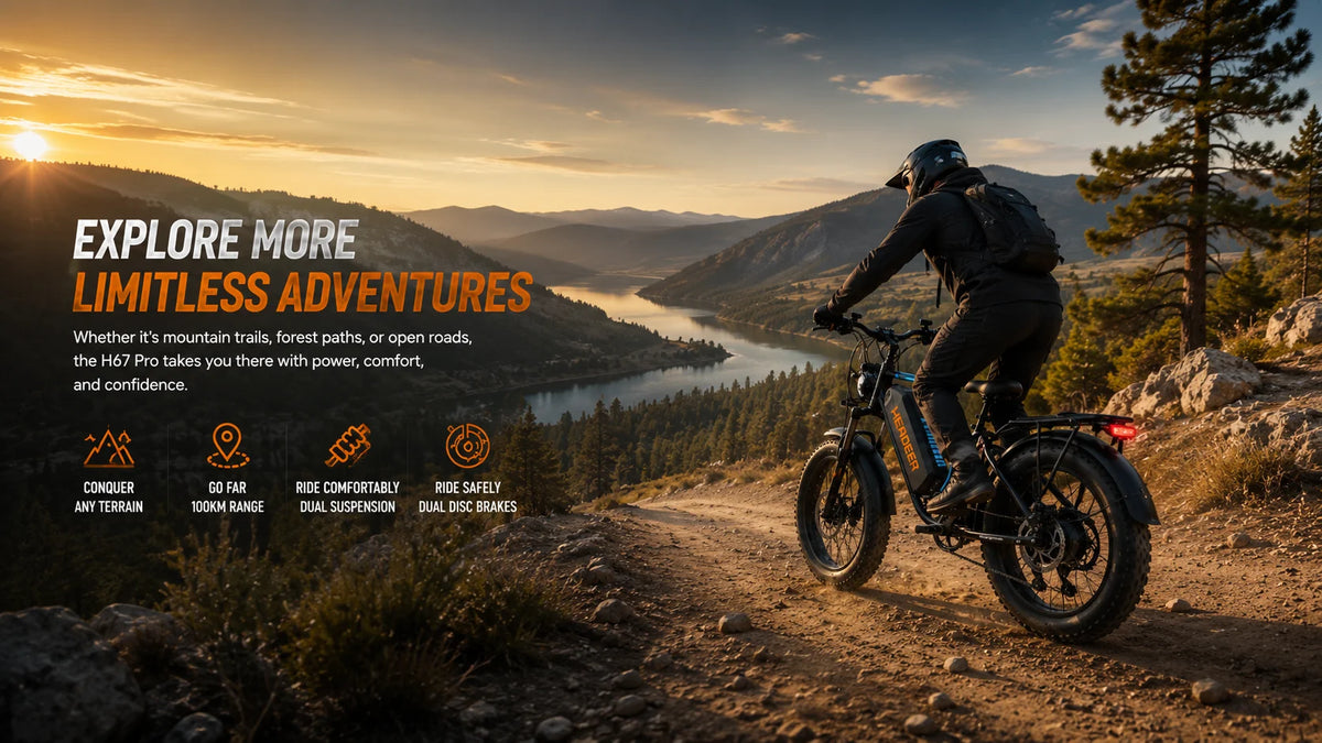 HEADEER BK20 750W Fat Tire Electric Bike for Adults, 48V 20Ah Battery, 20x4.0 All-Terrain E-Bike, 50KM/H, Dual Suspension