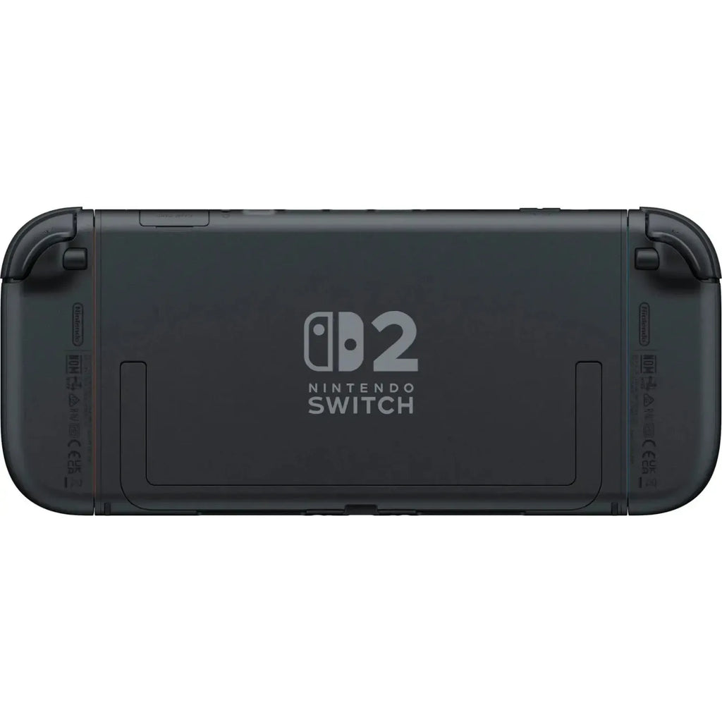 Consola Nintendo Switch 2 por la parte trasera, vista superior, color negro.