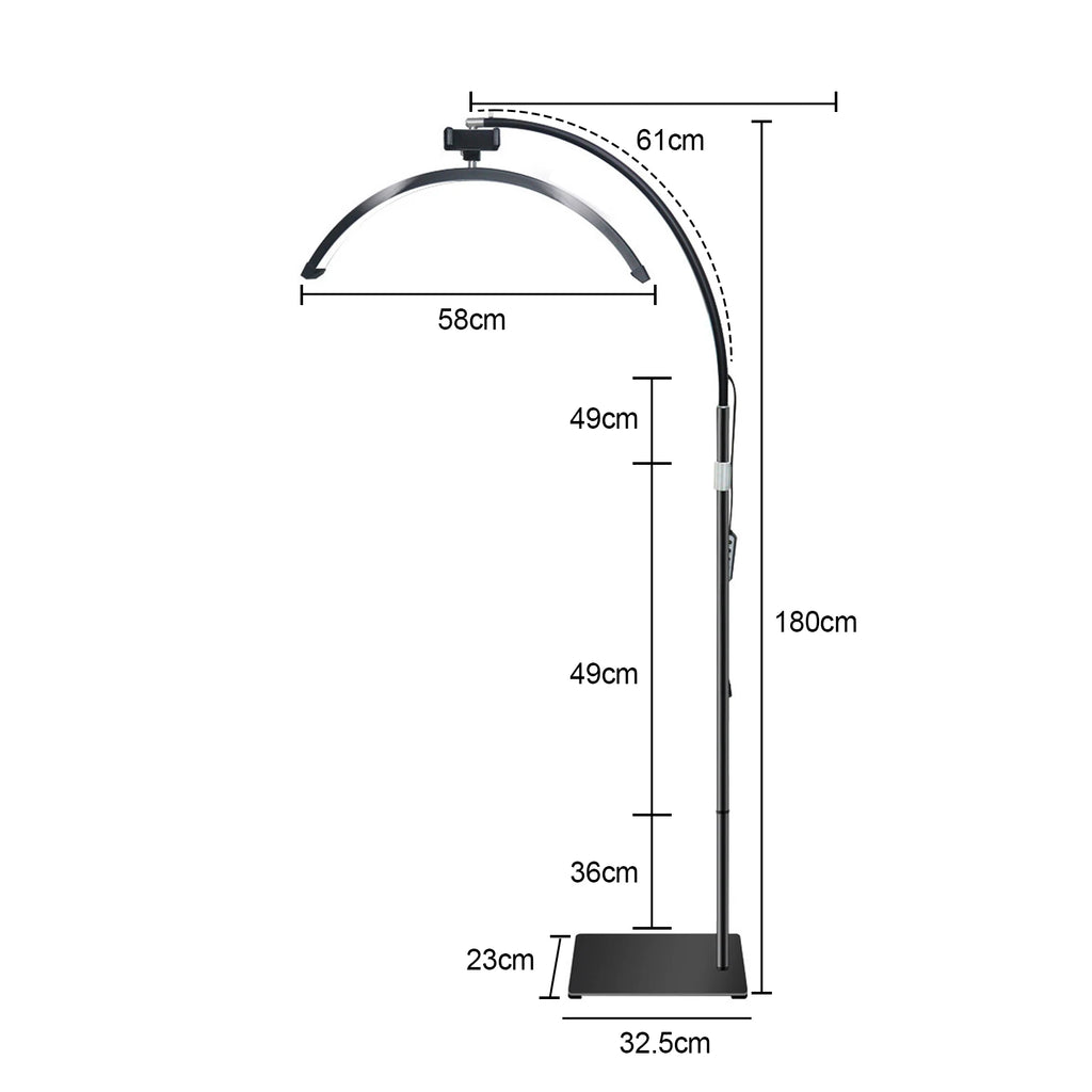 Luz de Relleno LED de Media Luna 3000K-6000K, Lámpara de Luna para Fotografía, Luz de Relleno para Extensiones de Pestañas, Lámparas de Pie de Belleza